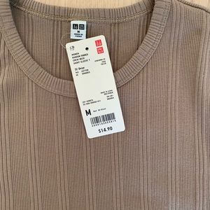 Uniqlo warm taupe ribbed top